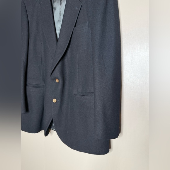 Vintage Thomas & Thomas Wool Cashmere Blazer | Gold Button Black Jacket L - Picture 2 of 7
